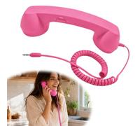 HTU Récepteur Téléphone Rétro avec Haut-Parleur-Pink 3.55mm Socket | Réception d’appel rétro : ce combiné rappelle la prise en main d’un vrai téléphone fixe pour vos appels mobiles compatibles.
