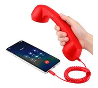HTU Récepteur Téléphone Rétro avec Haut-Parleur-Red 3.55mm Socket | Réception d’appel rétro : ce combiné rappelle la prise en main d’un vrai téléphone fixe pour vos appels mobiles compatibles.
