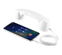 HTU Récepteur Téléphone Rétro avec Haut-Parleur-White 3.55mm Socket | Réception d’appel rétro : ce combiné rappelle la prise en main d’un vrai téléphone fixe pour vos appels mobiles compatibles.