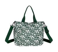 HTU Sac à bandoulière décontracté floral avec grande poignée supérieure et fermeture éclair, multi-poches, sac à main de travail pour femme, travail, études, shopping, voyage (vert)