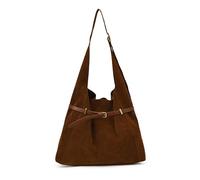 HTU Sac à bandoulière en faux suède Sac Hobo de capacité pour femme hiver (Marron clair)