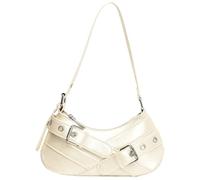 HTU Sac à bandoulière punk en cuir PU pour femme Y2K, pochette vintage sous les bras, sac sous les aisselles avec sangle réglable pour les vacances, les voyages et les déplacements (blanc)
