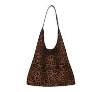 HTU Sac à bandoulière tendance en faux suède avec sac à main (marron léopard) (style 5)