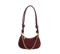 HTU Sac à main en forme de croissant en daim pour femme avec sangle réglable sous les bras avec chaîne et fermeture éclair pour le travail et les voyages (rouge)