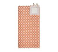 HTU Sac de plage portable surdimensionné 2 en 1 en microfibre avec poche intérieure zippée, tapis pliable à séchage rapide, sac à dos intégré pour l'extérieur (carreaux orange) (6)