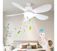 HTU Ventilateur de plafond silencieux avec lanterne à LED, télécommande, variation universelle d'intensité, base E26/E27, ventilateur amovible à cinq pales pour salle à manger-40W