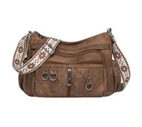 HTU Women PU Leather Multi Pocket Shoulder Bags Large Capacity Vintage Tote Handbag with Compartment Stylish Satchel Pack Commute Working Bags (Coffee)