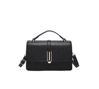 HTU Women PU Shoulder Bag Elegant Tote Handbag Large Capacity Stylish Crossbody Bag Adjustable Strap Small Square Bag Solid Color Outdoor Travel Bag (Black)