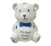 HTUK Tirelire en forme de cochon Teddy - Pour enfants - Bleu et rose