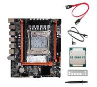 Htuteyy Carte Mère de Bureau X99H + Processeur E5 2666 V3 + Graisse Thermique LGA2011-V3 B85 DDR3X4 ECC Slot M.2 NVME PCI-E 3.0 X16 Carte Mère PCB Noire 1