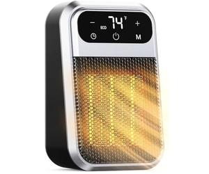 Htuteyy Thermostat Réglable, Chauffage Intelligent à Brancher, Fixation Murale, avec Télécommande et Minuterie, Prise Européenne pour Dortoir ou Chambre à Coucher.