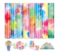 HTV Lot De 8 Feuilles De Vinyle Thermocollant Motif Tie-Dye Arc-En-Ciel