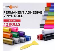 HTVRONT Lot de 12 rouleaux de film vinyle autocollant pour traceur - 30,48 cm x 152,4 cm - Pour traceur Cricut - 12 couleurs - Pour cadeaux de bricolage, fête d'anniversaire