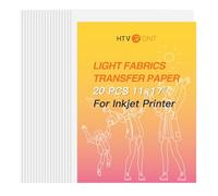HTVRONT Lot de 20 feuilles de papier de transfert à repasser pour t-shirts légers - 27,9 x 43,2 cm - Pour imprimante à jet d'encre - Vinyle à transfert thermique imprimable facile à utiliser -