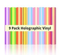 HTVRONT Lot de 9 feuilles de vinyle holographique permanent pour Cricut, lot de 9 feuilles de vinyle adhésif holographique permanent pour Cricut, faciles à utiliser et à transférer - 30,5 x 30,5 cm