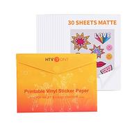HTVRONT Papier adhésif en vinyle imprimable, 30 feuilles de papier adhésif mat pour imprimante à jet d'encre et imprimante laser, papier adhésif imperméable qui sèche rapidement et résistant à