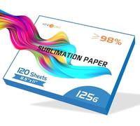 HTVRONT Papier de sublimation, 216 x 280 mm, 120 feuilles, 125 g | Compatible avec les imprimantes à sublimation EPSON, SAWGRASS, RICOH, BROTHER avec encre de sublimation