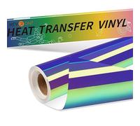 HTVRONT Vinyle de transfert thermique holographique HTV pour chemises, chapeaux, thermocollant pour Cricut et Cameo, éclat matellic, facile à couper et à désherber - 30,5 cm x 1,8 m - Bleu/violet
