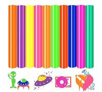 HTVSTD Neon HTV Lot de 10 feuilles de vinyle de transfert thermique thermocollant pour tissus, fer à repasser, t-shirts, compatible avec Sillhoutte Cameo ou Cricut, 30,5 x 25,4 cm