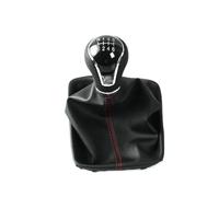 HTVTKRFGRL Bouton Avec Cache Tête De Levier De Vitesses Manuel 5 Vitesses/6 Vitesses Pour Seat Leon III MK3 2012-2020 ABS/Cuir PU Noir/Noir Rouge Élégant Pommeau De Levier