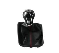 HTVTKRFGRL Bouton Avec Cache Tête De Levier De Vitesses Manuel 5 Vitesses/6 Vitesses Pour Seat Leon III MK3 2012-2020 ABS/Cuir PU Noir/Noir Rouge Élégant Pommeau De Levier