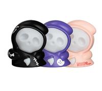 Htw235 Lampe d'Halloween rechargeable en silicone 3 vitesses à intensité variable pour divers endroits à l'intérieur Décoration de fête d'Halloween pour entrée crèche maison Noir 84 x 73 x 92 mm