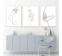 HTWLMM Abstrait Femme Visage Mains Ligne Affiche Mur Art Toile Peintures Et Impressions Images Murales pour Chambre Salon Decoration sans Cadre (3X30X40CM)