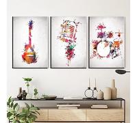 HTWLMM Abstrait Musique Tableau Impression sur Toile Peintures Affiche Murale Art Salon Chambre Décor À La Maison sans Cadre (3X40X50CM)