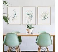 HTWLMM Botanique Vert Plante Feuilles Toile Peinture Affiche Et Impressions Images Murales pour Chambre Salon Decoration sans Cadre (Peintures B,3X30X40CM)