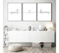 HTWLMM Coeur Amour Sweet Dreams Citations Minimaliste Noir Blanc Tableaux Affiche sans Cadre Toile Peintures Murale Art Salon Chambre Décor À La Maison (3X30X40CM,sans Cadre)