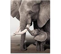 HTWLMM Eléphant et Eléphant Bébé Impressions sur Toile Peinture Affiches Mur Art Salon Chambre Décor À La Maison Mur Photos sans Cadre (30X40CM)