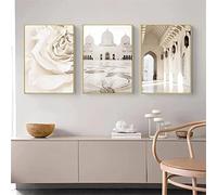 HTWLMM Islamique Beige Fleur Maroc Porte Toile Peinture Tableau,Islam Impression sur Toile Salon Chambre Maison Décoratifs Room Decor sans Cadre (C,3X20X30CM)