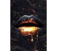 HTWLMM Tableau Sexy Noir Or Lèvres Femme Africaine Affiche Toile Peintures Murale Art Salon Chambre Décor À La Maison sans Cadre (70X90CM)