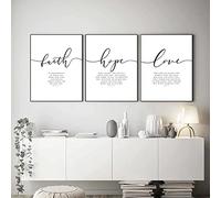 HTWLMM Toile Tableau Faith Hope Love Bible Verse Art Peintures Decoration Moderne Affiche Murale Art Tableaux Salon Decoration sans Cadre (3X40X50CM)