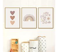 HTWLMM You are My Sunshine Citations Pépinière Art Print Coeur Toile Affiche Peinture Mur Art Photos Bébé Enfants Chambre Décor sans Cadre (3X30X40CM)