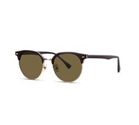 HTXONB Lunettes de soleil polarisées à monture ronde tendance, protection solaire et protection UV, lunettes de soleil semi-métalliques pour la conduite, C3, 146 x 126 x 47 mm