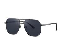 HTXONB Lunettes de soleil polarisées anti-ultraviolets pour hommes, monture large en métal, verres de conduite, C4, 147 x 142 x 52 mm
