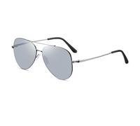 HTXONB Lunettes de soleil polarisées classiques en métal pour homme, verres teintés, pour voyage, pêche, conduite, pistolet lumineux, mercure blanc, 148 x 145 x 53 mm