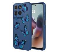 HTXWXJC Coque de téléphone pour Moto G56, XT2529-2 Coque antichoc en TPU souple avec motif papillon pour Motorola G56 Papillon bleu