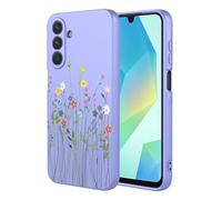 HTXWXJC Coque de téléphone pour Samsung Galaxy A17, SM-A176B antichoc flexible en TPU souple à motif floral pour Samsung Galaxy A17 Fleur violette