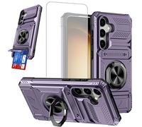 HTXWXJC Coque pour Galaxy S24 SM-S921B - Étui portefeuille avec protecteur d'écran, porte-cartes - Coque de protection très résistante avec anneau magnétique et béquille pour Samsung Galaxy S24 -