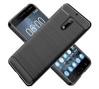 HTXWXJC Coque pour Nokia 6, TA-1021, TA-1033, TA-1000, TA-1003, TA-1025, TA-1039, fine en fibre de carbone TPU, anti-rayures, anti-chocs, noir
