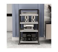 HTYUKFDG 4 Tier Audio Rack Cabinet Wooden Stereo Stand with Wheels Home Theater AV Media Stand DVD Record Player Rack for Office Studio(Wit)
