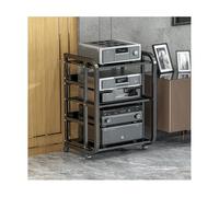 HTYUKFDG Étagère Audio-vidéo réglable, Support HiFi, Support multimédia AV Moderne avec roulettes, Support de Tour Audio en métal, Support de Console de Jeu Mobile for la Maison(Svart,3 Tier)