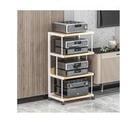 HTYUKFDG Étagère HiFi 3/4 Niveaux, Support multimédia AV avec roulettes, Support Mobile for Console de Jeu, étagères de Rangement multimédia en Bois, Meuble Audio stéréo for Tourne-Disque(Wit,100cm)