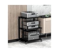 HTYUKFDG Étagère HiFi 3/4 Niveaux, Support multimédia AV avec roulettes, Support Mobile for Console de Jeu, étagères de Rangement multimédia en Bois, Meuble Audio stéréo for Tourne-Disque(Svart,70)