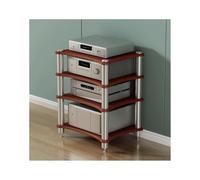 HTYUKFDG Meuble HiFi, Meuble multimédia AV, Meuble stéréo Ouvert en Bois, étagère Audio-vidéo, présentoir, Tour de Support Audio, Tourne-Disque for amplificateur, Console de Jeux(Brown,4 Tier)
