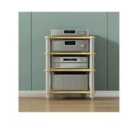 HTYUKFDG Meuble HiFi, Meuble multimédia AV, Meuble stéréo Ouvert en Bois, étagère Audio-vidéo, présentoir, Tour de Support Audio, Tourne-Disque for amplificateur, Console de Jeux(Natural,4 Tier)