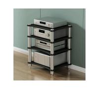 HTYUKFDG Meuble HiFi, Meuble multimédia AV, Meuble stéréo Ouvert en Bois, étagère Audio-vidéo, présentoir, Tour de Support Audio, Tourne-Disque for amplificateur, Console de Jeux(Svart,4 Tier)