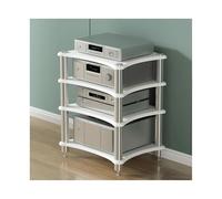 HTYUKFDG Meuble HiFi, Meuble multimédia AV, Meuble stéréo Ouvert en Bois, étagère Audio-vidéo, présentoir, Tour de Support Audio, Tourne-Disque for amplificateur, Console de Jeux(Wit,4 Tier)